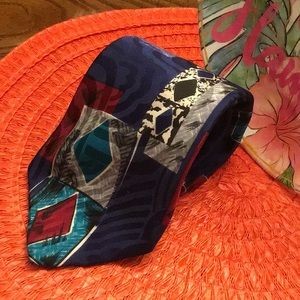 Tie by Oleg Cassini silk multicolored made in Italy blue wine business ready